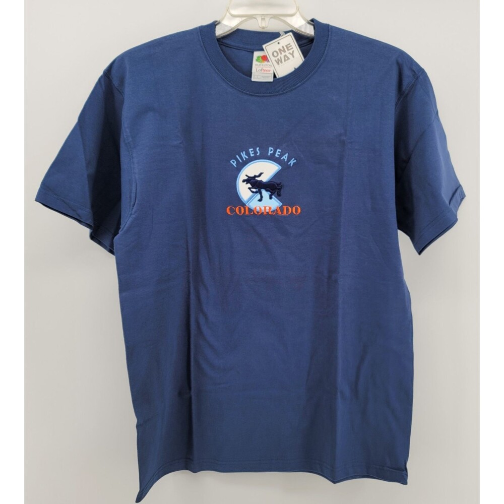 NWT‎ VTG-Style Pikes Peak Colorado Embroidered Moose T-Shirt Lofteez Navy Size L